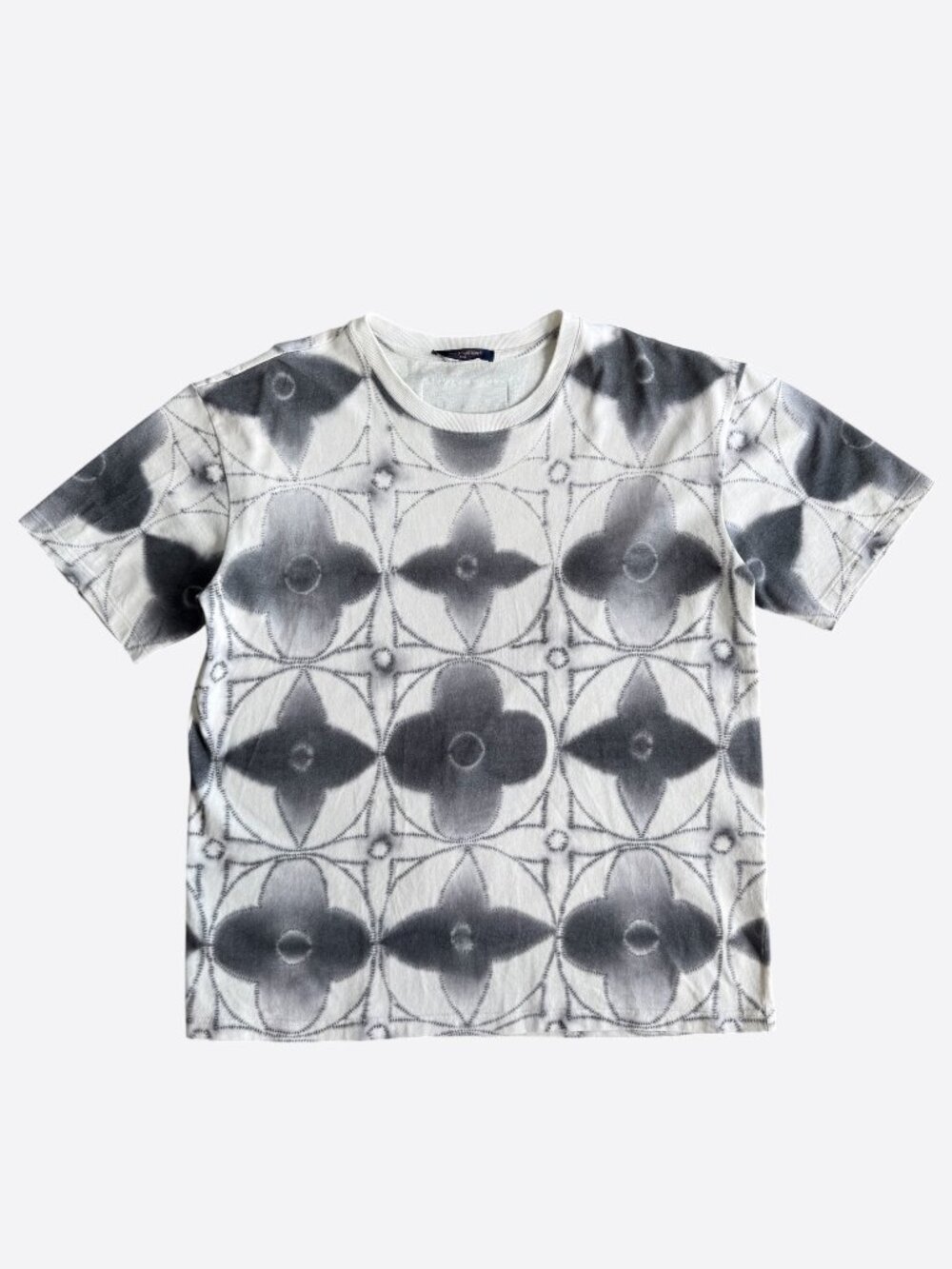 Louis Vuitton White & Grey Shibori Monogram Tie-Dye T-Shirt
